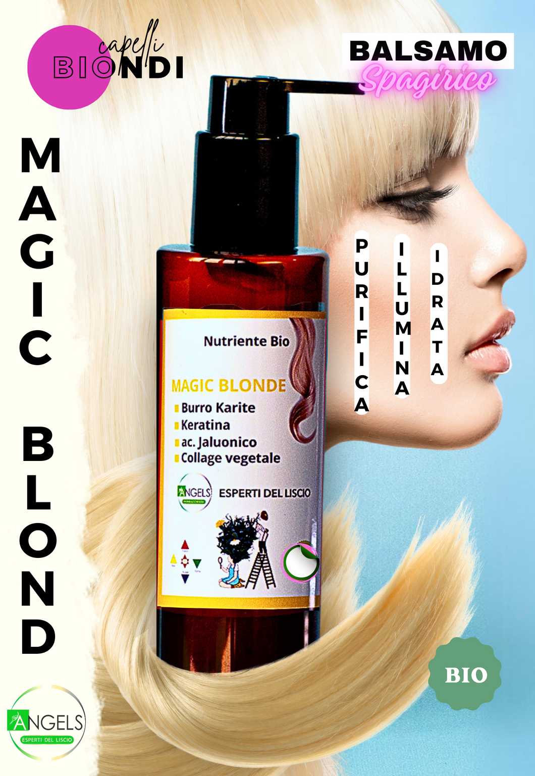 CAPELLI BIONDI - balsamo cheratinico - Studiato  per capelli  decolorati  garantisce un  colore  perfetto -  bio spagirico cheratinico MAGIC BLONDE