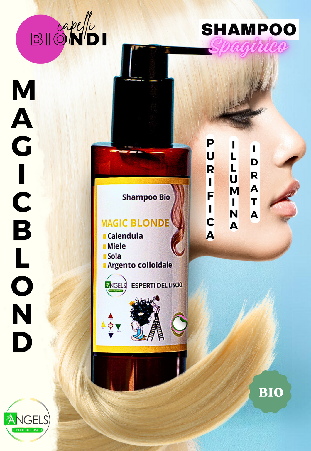 CAPELLI BIONDI - shampoo cheratinico - Studiato  per capelli  decolorati  garantisce un  colore  perfetto -  bio spagirico cheratinico MAGIC BLONDE